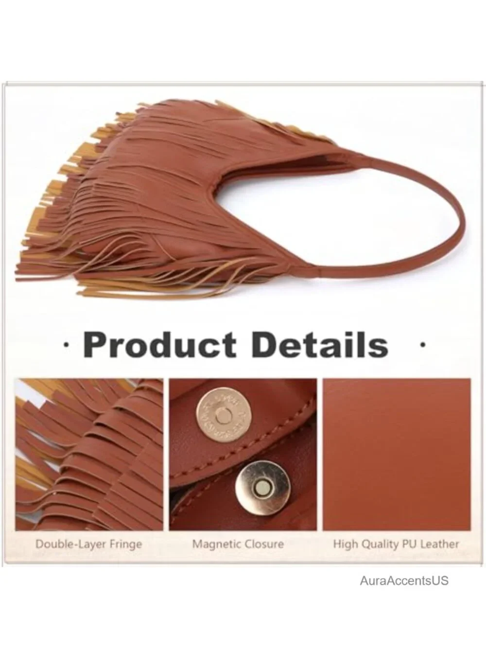 Faux Leather Fringe Hobo Shoulder Bag Tassel Western Purse